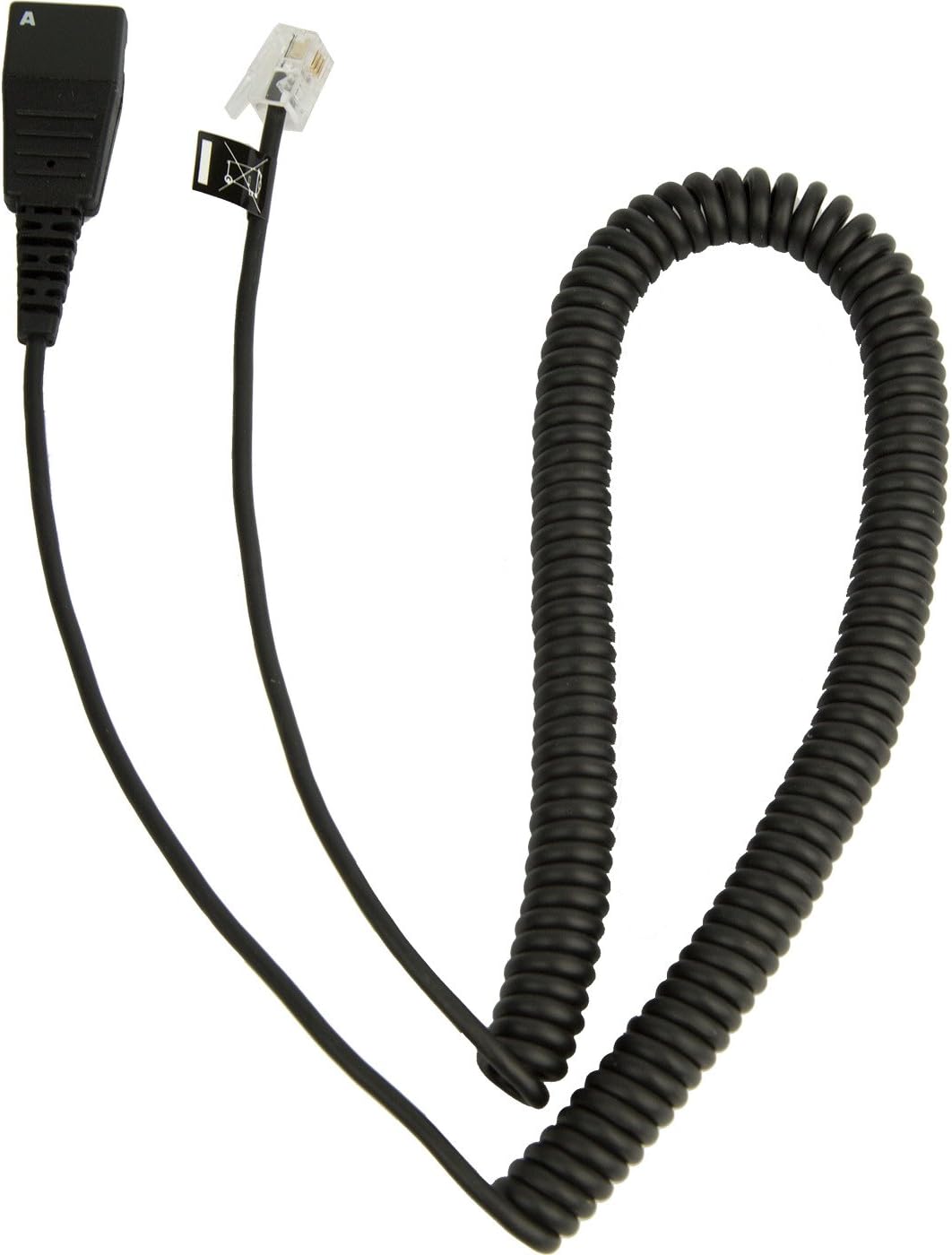 Jabra Quick Disconnect (QD) to Modular (RJ) Coiled Bottom Cord, 2 Meter 8800-01-37
