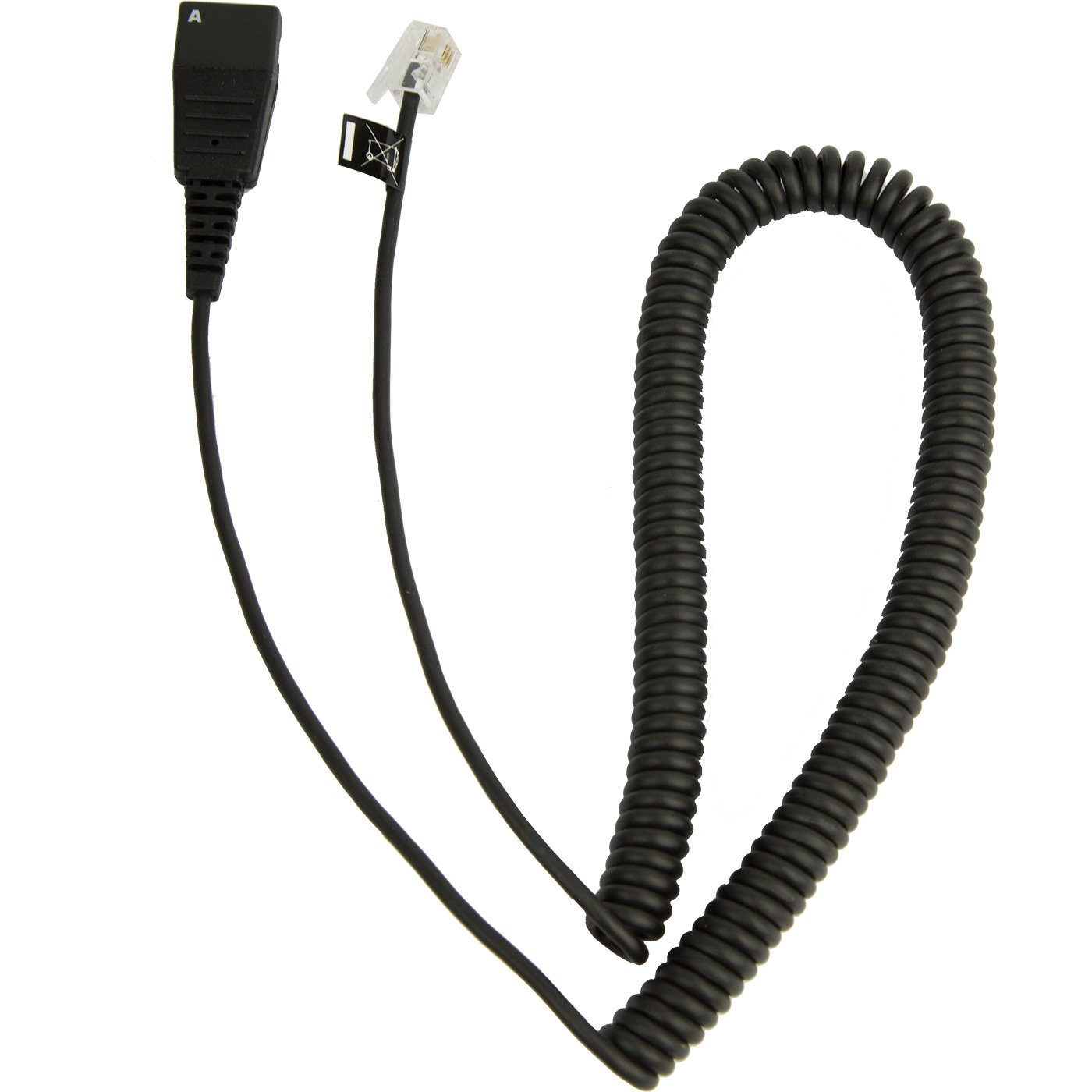 Jabra Quick Disconnect (QD) to Modular (RJ) Coiled Bottom Cord, 2 Meter 8800-01-37