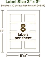 Avery EcoFriendly Matte White Recycled Rectangle Labels, 2" x 3", Print-to-The-Edge, Permanent Adhesive