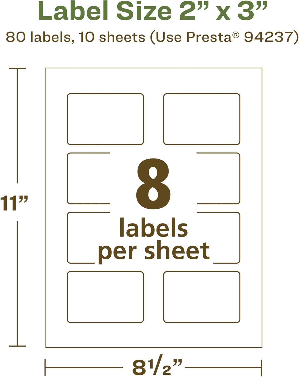 Avery EcoFriendly Matte White Recycled Rectangle Labels, 2" x 3", Print-to-The-Edge, Permanent Adhesive