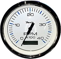 Faria Beede Instruments Faria 33834 Chesapeake Tachometer Gauge with Hourmeter Diesel - White SS, 4"