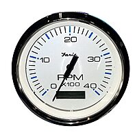Faria Beede Instruments Faria 33834 Chesapeake Tachometer Gauge with Hourmeter Diesel - White SS, 4"