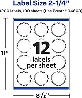 Avery Glossy White Starburst Labels, Sure Feed Technology, 2.25", Print-to-The-Edge, Permanent Adhesive, Laser/Inkjet Printable