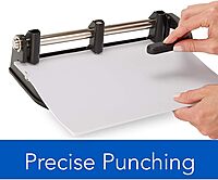 Swingline 3 Hole Punch Heavy Duty, 32 Sheet Capacity Three Hole Puncher 3 Ring, Adjustable 2-7 Hole Paper Punch, Black & Silver (74350)