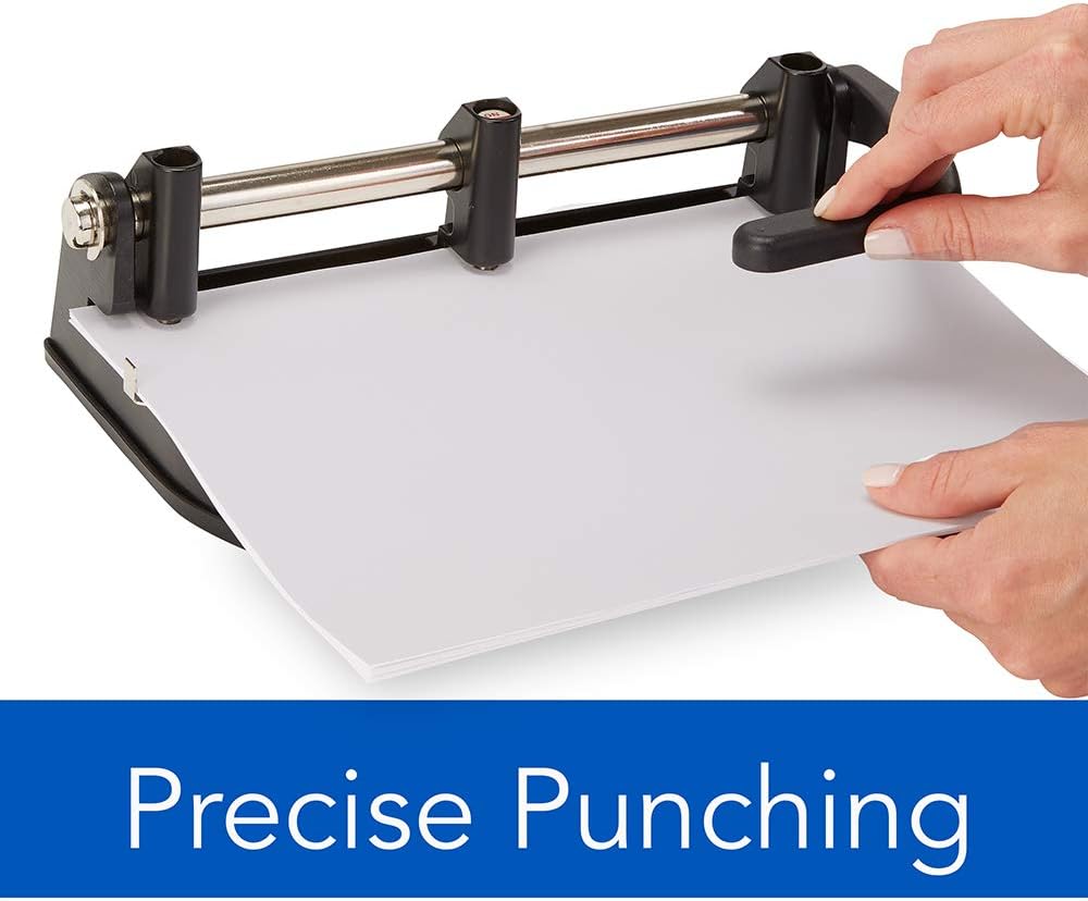 Swingline 3 Hole Punch Heavy Duty, 32 Sheet Capacity Three Hole Puncher 3 Ring, Adjustable 2-7 Hole Paper Punch