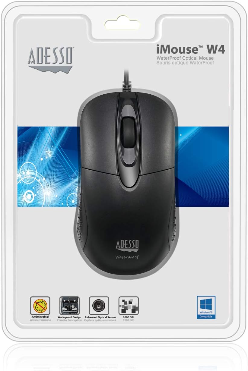 iMouse W4 Waterproof Wired Optical Mouse 1000 DPI USB Computer Mouse for Windows Mac IP66 Water Resistant Design