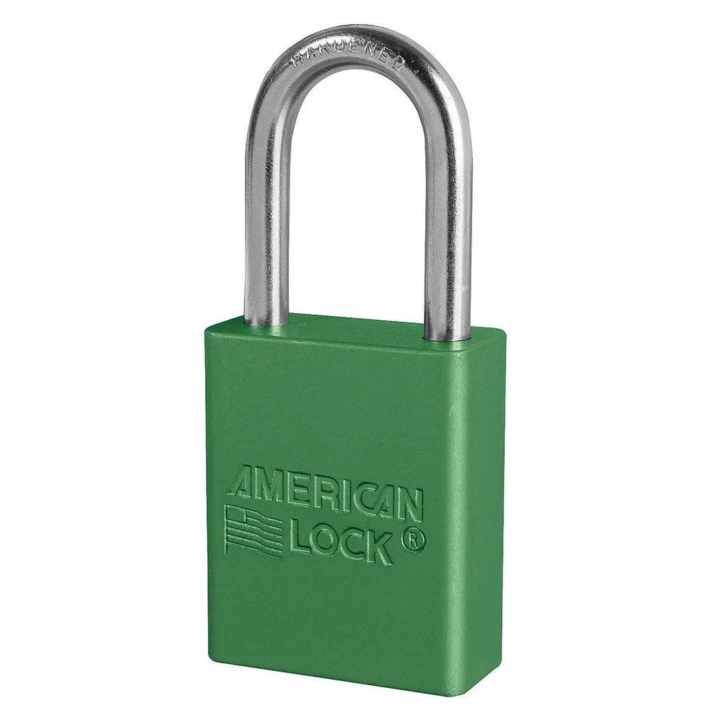 Master Lock A1106GRN Aluminum Green Safety Padlock with 1/4" x 1-1/2" Shackle (Pack of 6) Pack of 1