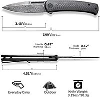 CIVIVI Caetus Pocket Knife for Men,Flipper Knife with 3.48" Damascus Blade Twill Carbon Fiber Handle