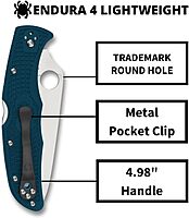 Spyderco Endura 4 Folding Pocket Knife with 3.8 in Blade and FRN Handle