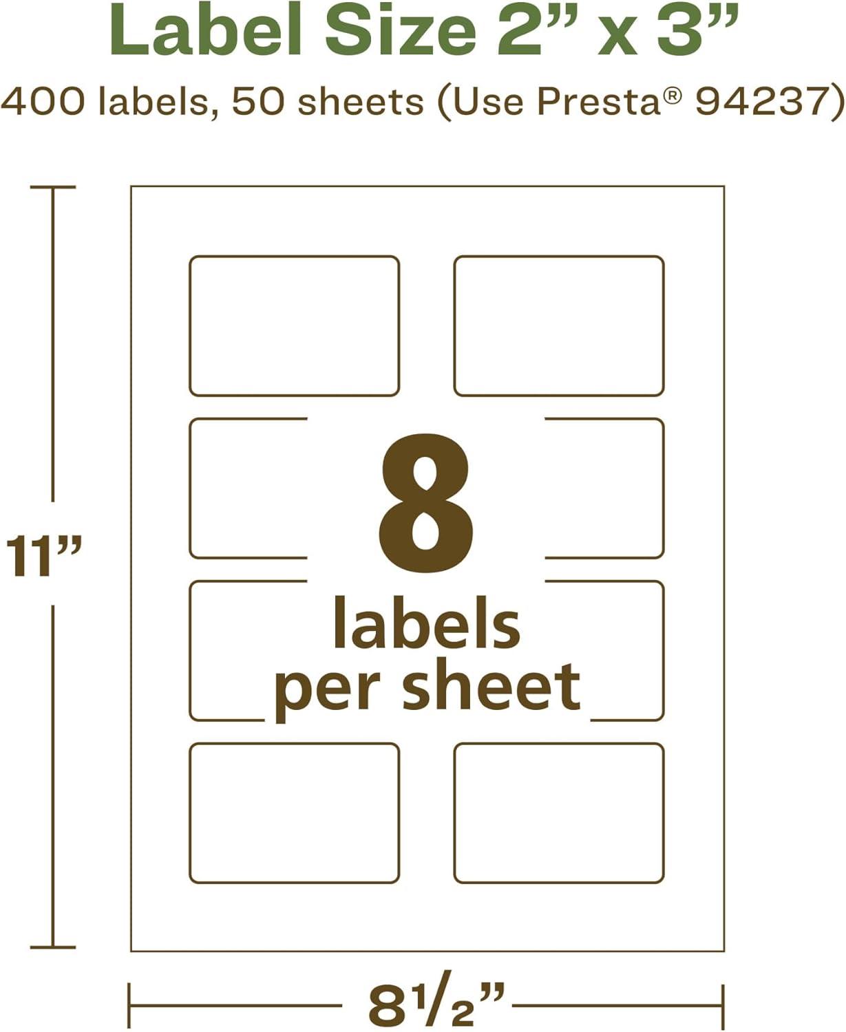 Avery EcoFriendly Matte White Recycled Rectangle Labels, 2" x 3", Print-to-The-Edge, Permanent Adhesive