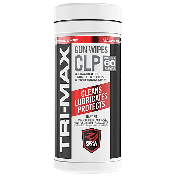 Real Avid Tri-Max CLP Gun Cleaning Wipes 60 Count | CLP Gun Cleaner And Lubricant | One-Step Gun Cleaning Oil and Lubricant Wipes | Gun Rust Remover Gun Lubricant & Protectant | Gun Cleaning Oil Wipes