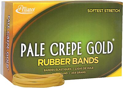 Alliance Rubber 20335 Pale Crepe Gold Rubber Bands Size #33, 1 lb Box Contains Approx. 970 Bands (3 1/2" x 1/8", Golden Crepe) 3 1/2 x 1/8 inches