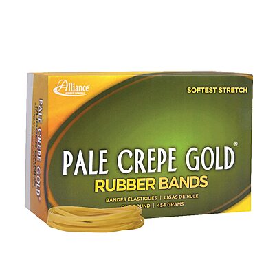 Alliance Rubber 20335 Pale Crepe Gold Rubber Bands Size #33, 1 lb Box Contains Approx. 970 Bands (3 1/2" x 1/8", Golden Crepe) 3 1/2 x 1/8 inches