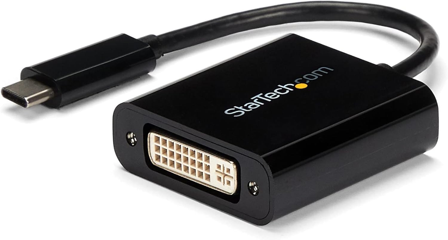 StarTech.com USB C to DVI Adapter - Black - 1920x1200 - USB Type C Video Converter for Your DVI D Display/Monitor/Projector