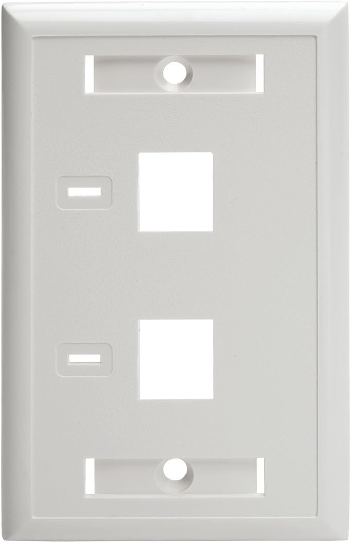 Tripp Lite Dual Outlet RJ45 Universal Keystone Face Plate / Wall Plate White, 2-Port(N042-001-WH)