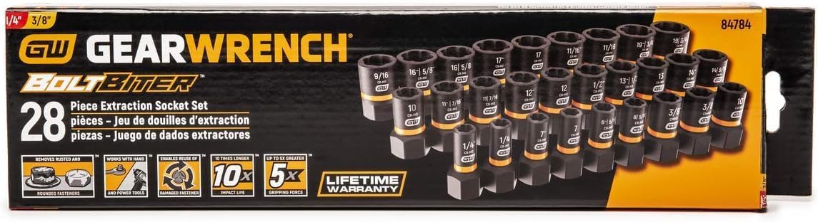 GEARWRENCH 28 Pc. 1/4" & 3/8" Drive Bolt Biter™ Impact Extraction Socket Set - 84784