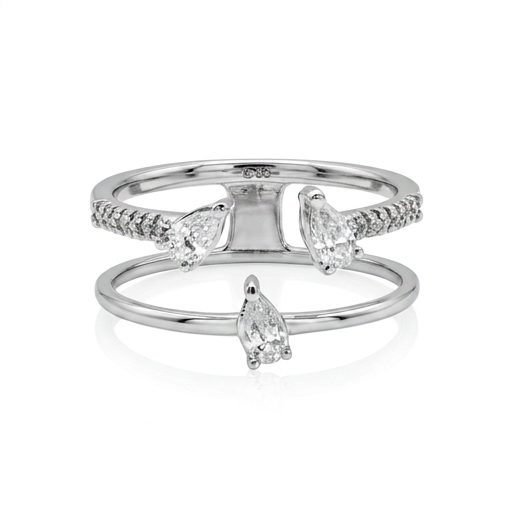 Anillo doble 3 gotas de Diamantes