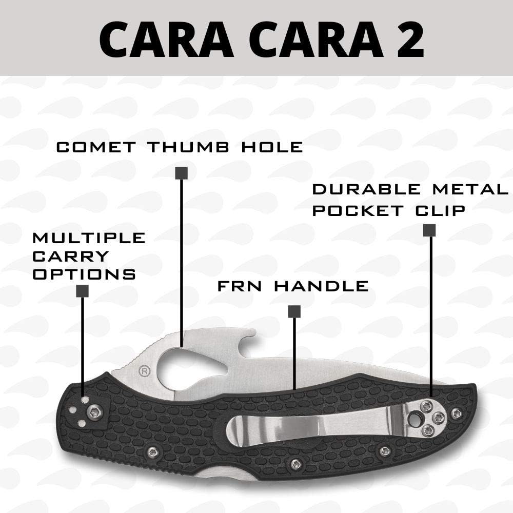 Spyderco Cara Cara 2 PlainEdge Lightweight Knife with Emerson Opener, FRN Handle