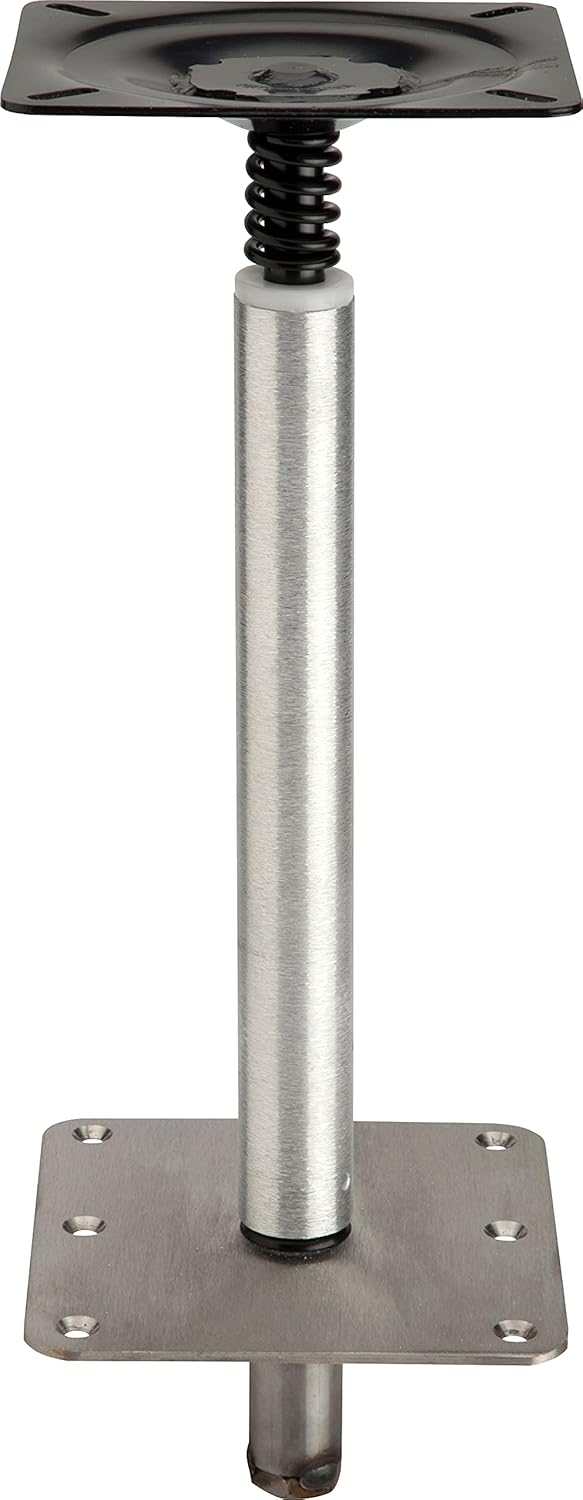 Attwood 977339-T Lock’N-Pin ¾-Inch Pedestal Package — 13-Inches Tall, Brushed Aluminum, 7x7-Inch Base Plate, Threaded