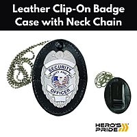 Badge Holder, Universal, Black, Leather