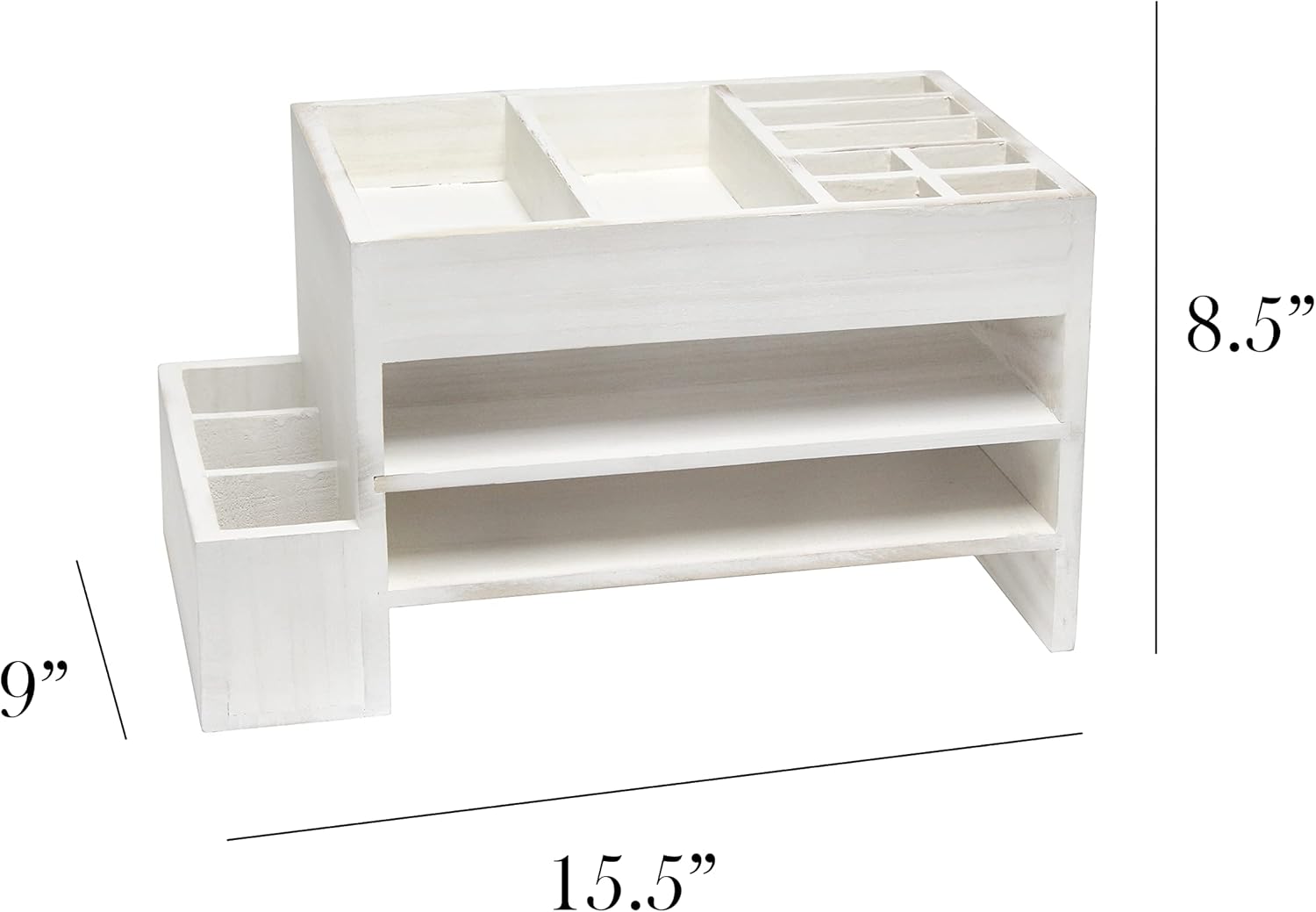 Elegant Designs Home Office Wood Tiered Desk Organizer with Storage Cubbies and Letter Tray