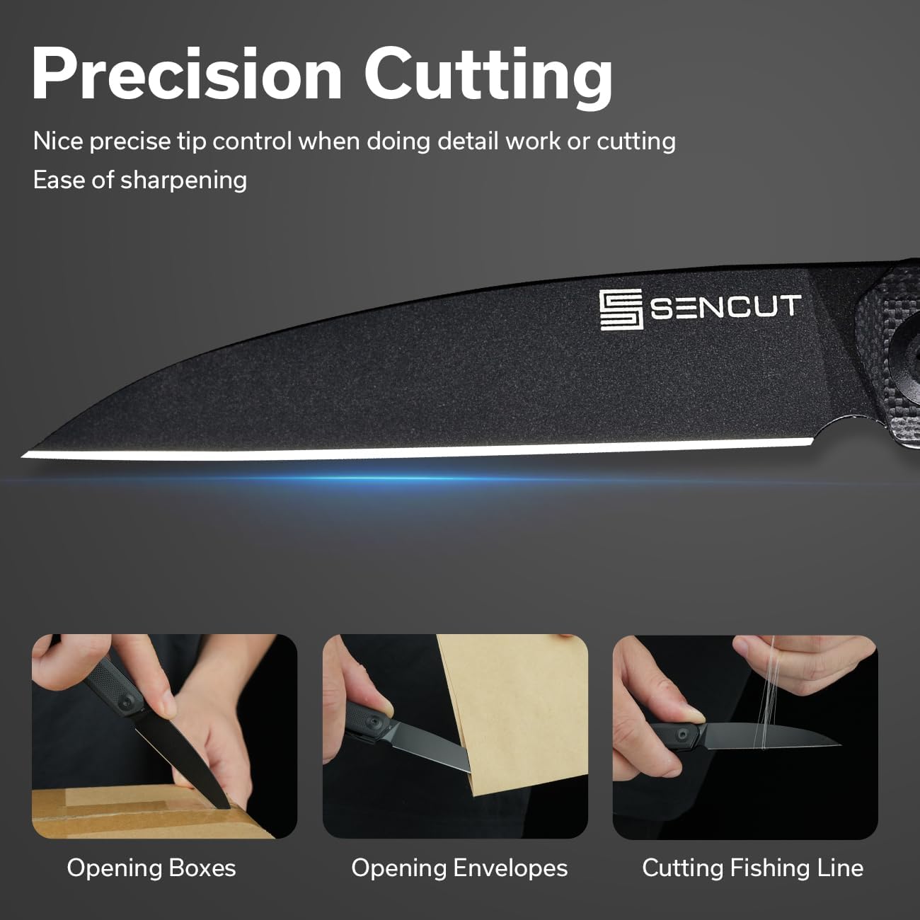 SENCUT Jubil Folding Pocket Knife D2 Wharncliffe, G10 Handle, Front Flipper