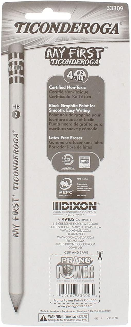 Ticonderoga Beginner Pencils, Presharpened, #2 Lead, Medium Soft, Pack of 4