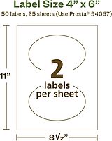 AVERY EcoFriendly Matte White Recycled Oval Labels, 4" x 6", Print-to-The-Edge, Permanent Adhesive, Laser/Inkjet Printable