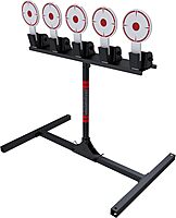 BIRCHWOOD CASEY Spring Loaded Self-Resetting 6" Diameter Targets with Plate Rack & Folding Target Stand - Durable Long-Lasting Metal Standing Target for Shooting 5 Self-Resetting Targets