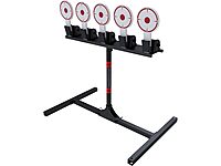 BIRCHWOOD CASEY Spring Loaded Self-Resetting 6" Diameter Targets with Plate Rack & Folding Target Stand - Durable Long-Lasting Metal Standing Target for Shooting 5 Self-Resetting Targets