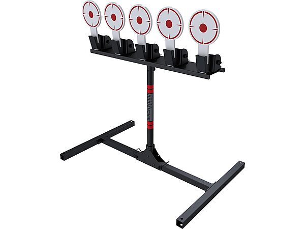 BIRCHWOOD CASEY Spring Loaded Self-Resetting 6" Diameter Targets with Plate Rack & Folding Target Stand - Durable Long-Lasting Metal Standing Target for Shooting 5 Self-Resetting Targets