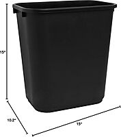 Sparco Rectangular Wastebasket, 7 Gallons, 15in x 14 1/2in, Black