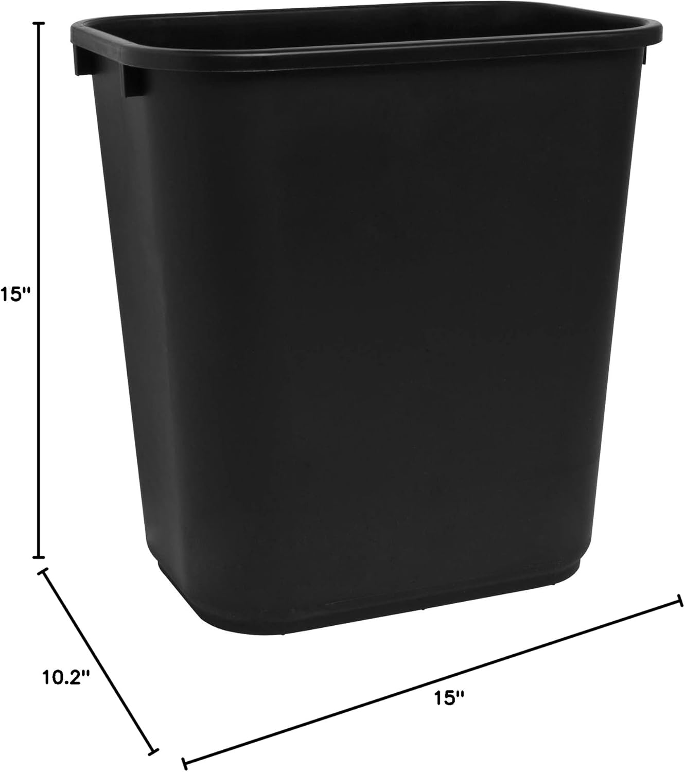 Sparco Rectangular Wastebasket, 7 Gallons, 15in x 14 1/2in, Black