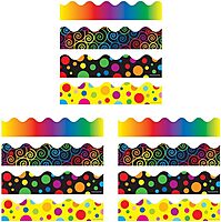 Carson-Dellosa Scalloped Borders Variety Set - IV, 2-1/4 in X 3 ft, Set of 4 (Pack of 3) 13/32 in (Pack of 3)