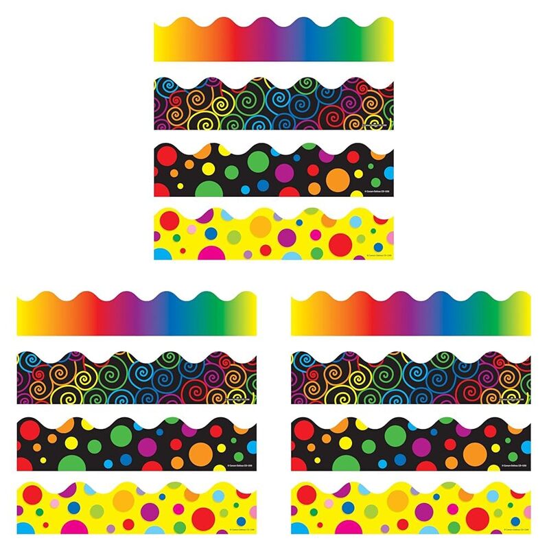 Carson-Dellosa Scalloped Borders Variety Set - IV, 2-1/4 in X 3 ft, Set of 4 (Pack of 3) 13/32 in (Pack of 3)