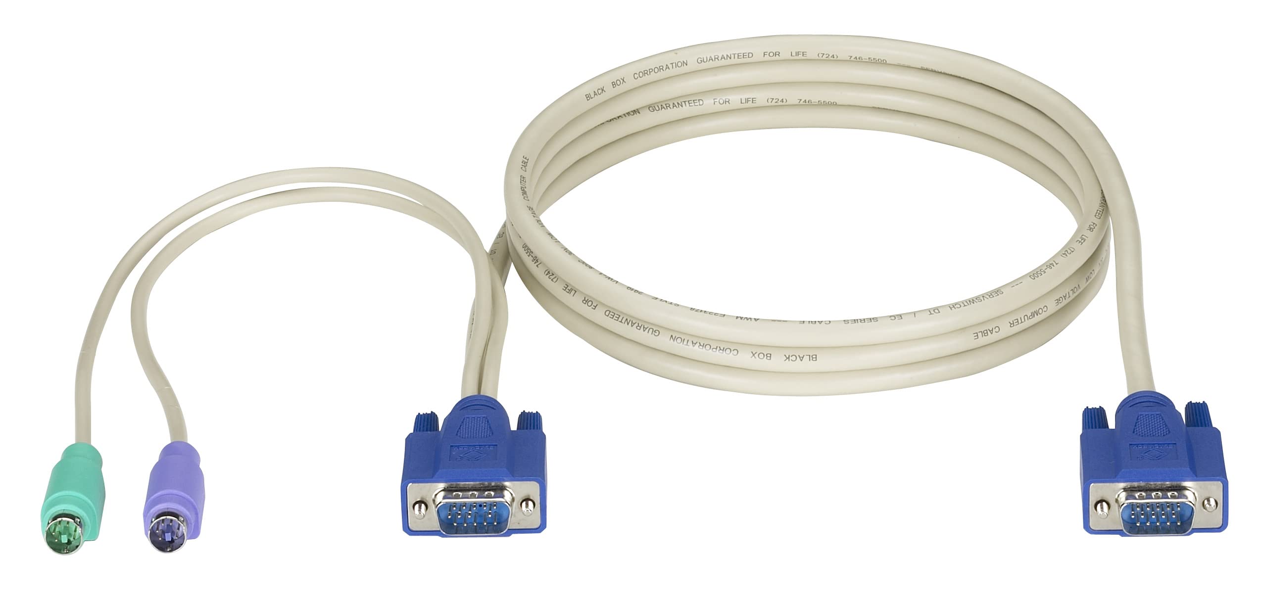 Black Box Keyboard/Video/Mouse (KVM) Cable - HD-15 (VGA) (M) to PS/2, HD-15 (VGA) (M) - 6 ft - for P/N: KV9208A, KV9216A