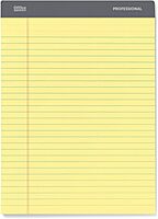 Office Depot Professional Legal Pad, 8 1/2in. x 11 3/4in., Legal Ruled, 50 Sheets Per Pad, Canary, Pack Of 8 Pads, 99527