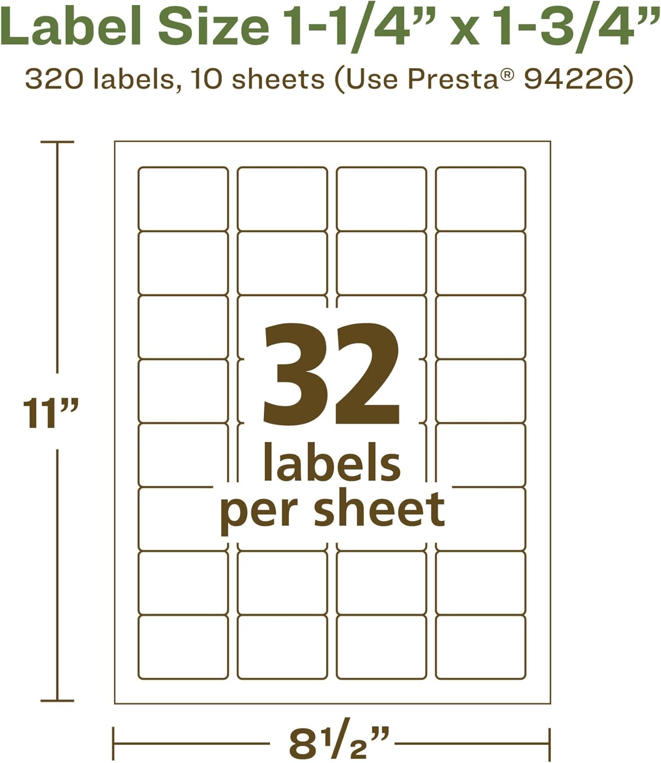Avery EcoFriendly Matte White Recycled Rectangle Labels, 1.25" x 1.75", Matte White Labels, Permanent Adhesive