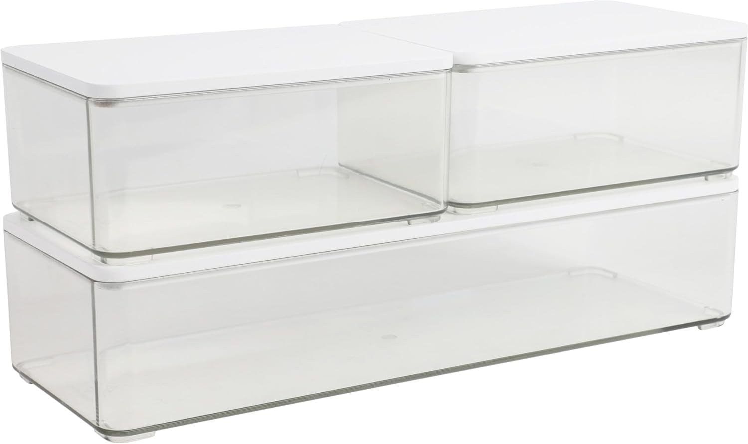 Martha Stewart Grady Stackable Plastic Storage Boxes with Lids, Set of 3