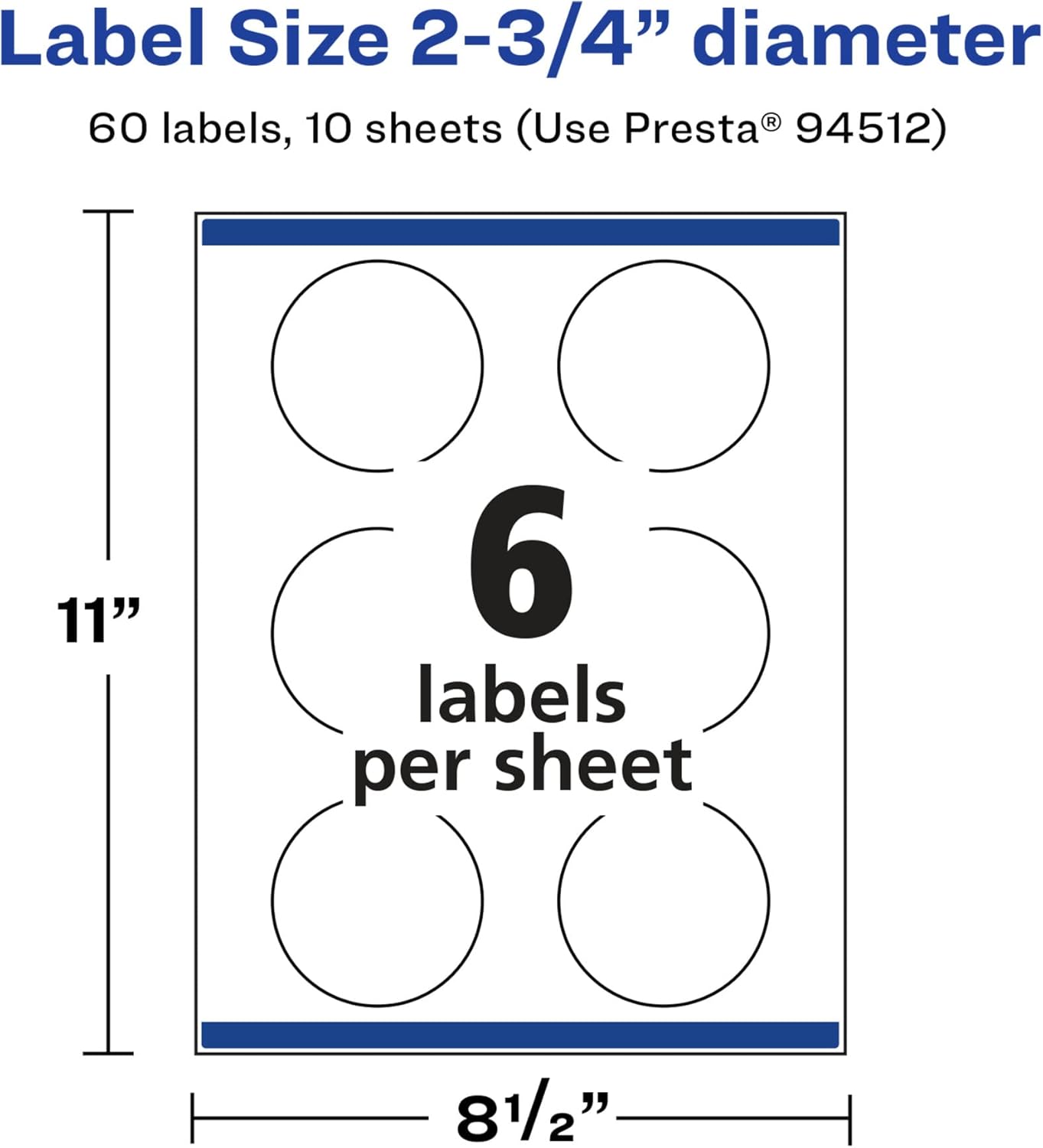 AVERY Glossy White Round Labels, Sure Feed Technology, 2.75" Diameter, Print-to-The-Edge, Permanent Adhesive