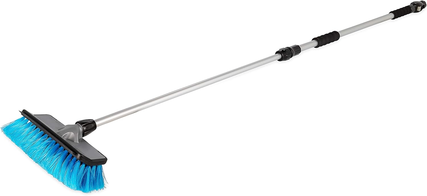 Camco 43633, RV Flow-Through Wash Brush | Features an Adjustable Handle, a Standard Garden Hose Connection