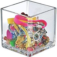 Azar Displays Deluxe Clear Crystal Styrene Cube Bins, Pack of 4