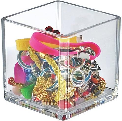 Azar Displays Deluxe Clear Crystal Styrene Cube Bins, Pack of 4