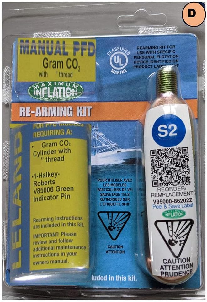 Inflatable Life Jacket Rearming Kit, Automatic, 38 g, 1/2" Threaded