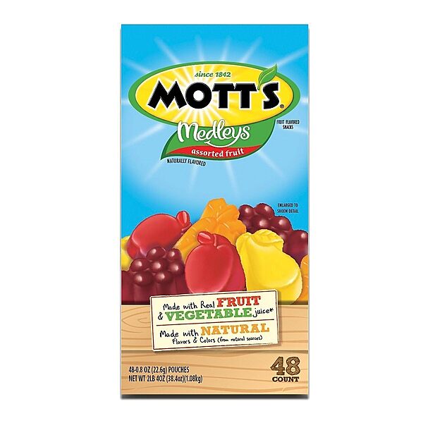 Mott's Medleys Gluten Free Assorted Fruit Snacks, 0.8 oz., 48 Packs/Box (209-00325)