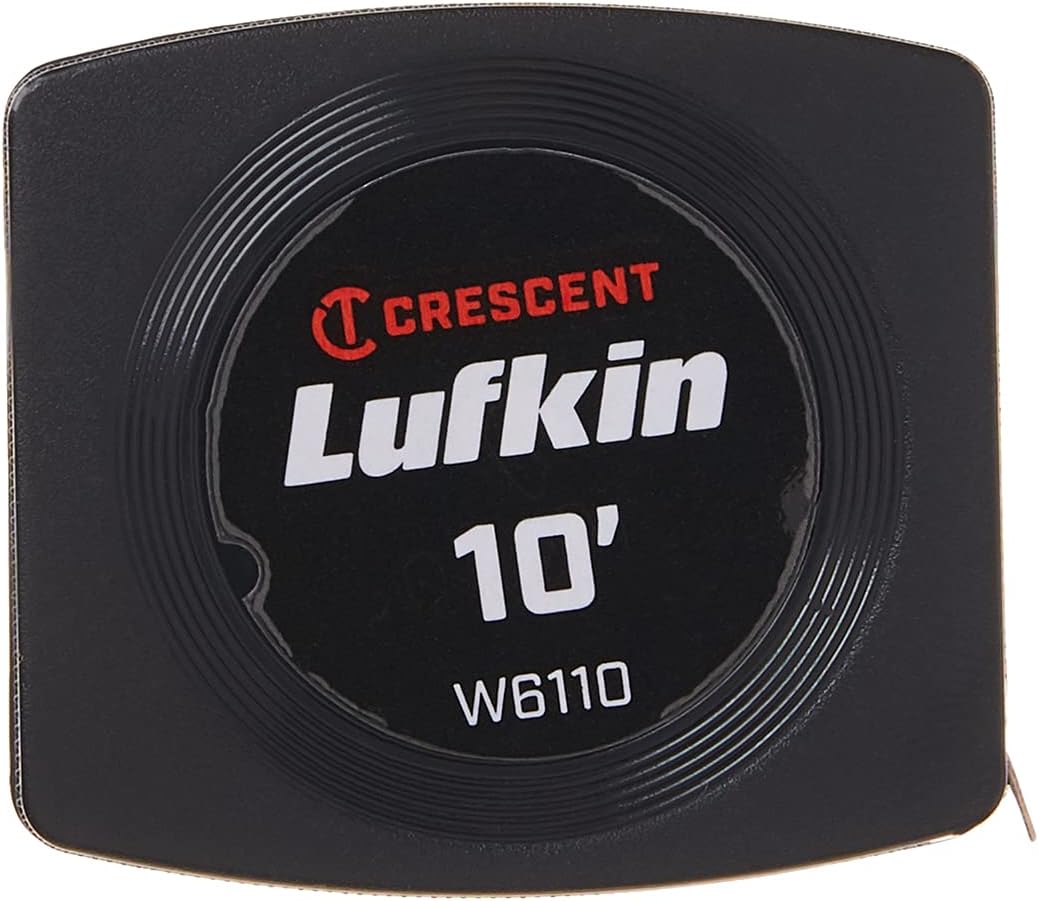 Crescent Lufkin 1/4" x 10' Pee Wee Yellow Clad Pocket Tape Measure - W6110 , Black