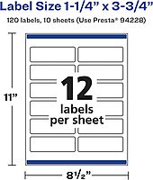 Avery Glossy White Rectangle Labels, Sure Feed Technology, 1.25" x 3.75", Print-to-The-Edge, Permanent Adhesive, Laser/Inkjet Printable
