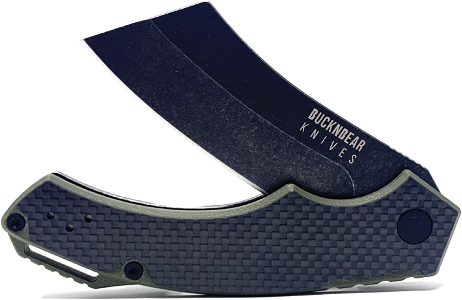 BucknBear EDC Cleaver Pocket Knife, 3.6 Inch Blade, Carbon Fiber Handle