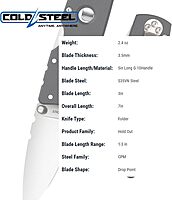 COLD STEEL Hold Out 3" S35VN Folding Pocket Knife with G-10 Handle and Tri-Ad Lock