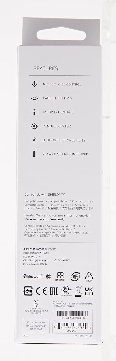 NVIDIA SHIELD Remote; Voice Search, Motion-Activated, Backlit Buttons, Customizable Menu Buttons